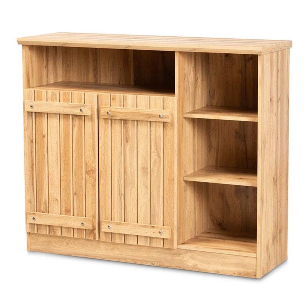 Baxton Studio Eren Modern and Contemporary Farmhouse Natural Oak Brown Finished Wood 2-Door Dining Room Sideboard Buffet